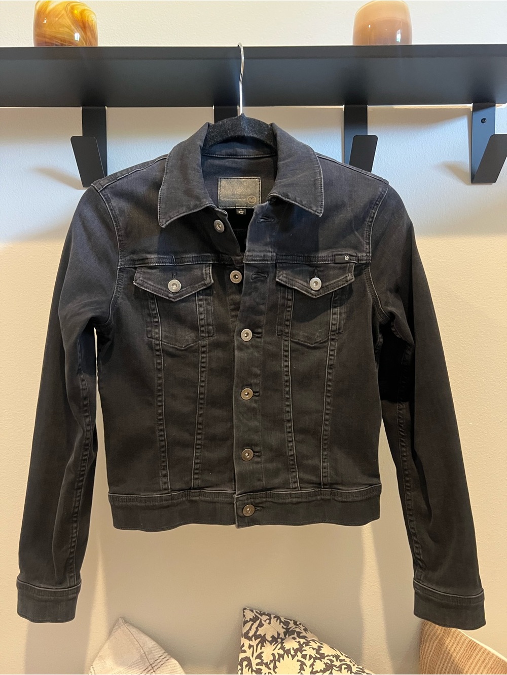 Ag Adriano Goldschmied Black Denim Jacket. Size Small.